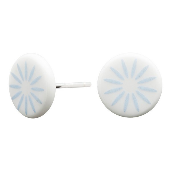 Hvide porcelæn øreringe med blå stjerne - 399 006